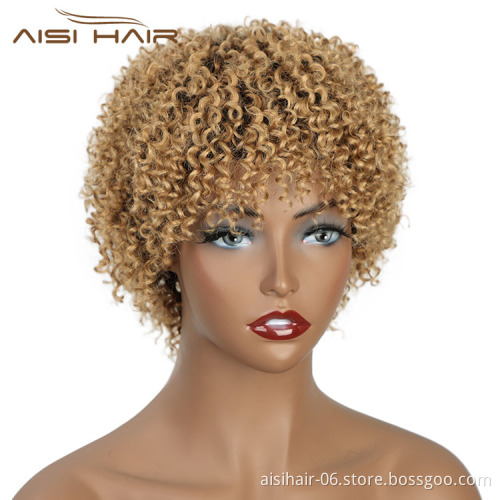 Aisi Hair Pixie Cut Short Afro Curly Kinky Wave #613 Blonde Unprocessed  Brazilian Short Brazilian Hair Brown Wig